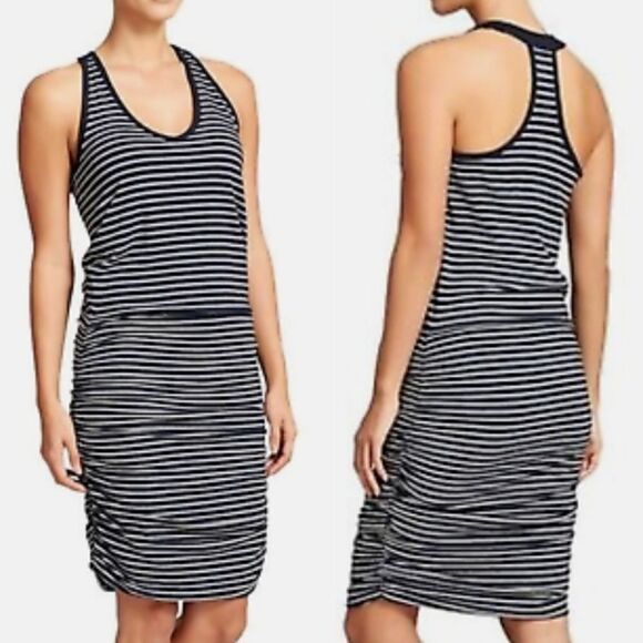 Athleta Stripe Tee Racerback Navy Dress - Picture 1 of 16